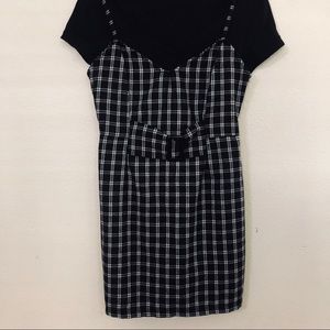 Kendall & Kylie Plaid Dress w/Black V-Neck